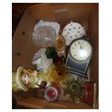 Box full of vintage glassware and clocks Box full of vintage glassware and clocks