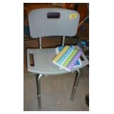 Shower chair, pill boxes, device to help put socks on Shower chair, pill boxes, device to help put socks on