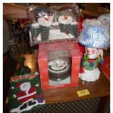 Snap-on winter village, Welcome snowman sign, Snowman light, tree skirt Snap-on winter village, Welcome snowman sign, Snowman light, tree skirt