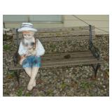 Two wooden Benches and concrete boy Two wooden Benches and concrete boy