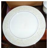 Sango China set - white on white with silver trim Phoenicia pattern Sango China set - white on white with silver trim Phoenicia pattern
