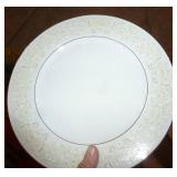 Sango China set - white on white with silver trim Phoenicia pattern Sango China set - white on white with silver trim Phoenicia pattern