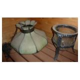 Vintage hanging glass lamp (approx 18 inch)  and large candle holder or flower vase Vintage hanging glass lamp (approx 18 inch)  and large candle holder or flower vase