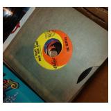 Box of 45rpm records - about 50 Box of 45rpm records - about 50