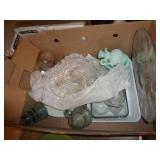 large box of glassware - cake plates, baking dishes, glasses, plates, 6 Qt Revere cooking pot large box of glassware - cake plates, baking dishes, glasses, plates, 6 Qt Revere cooking pot