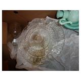 large box of glassware - cake plates, baking dishes, glasses, plates, 6 Qt Revere cooking pot large box of glassware - cake plates, baking dishes, glasses, plates, 6 Qt Revere cooking pot