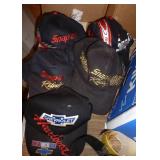 5 Snap-on hats, and a chevy hat, 2 leather belts, Field & Stream hunting vest size 2XL and a Snap-on Jacket size XL 5 Snap-on hats, and a chevy hat, 2 leather belts, Field & Stream hunting vest size 2XL and a Snap-on Jacket size XL