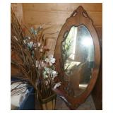 Bedside table, mirror and vase of grasses Bedside table, mirror and vase of grasses