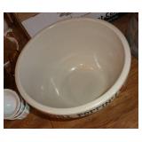 Glassware and pottery popcorn bowl, glass hobnail shoes Glassware and pottery popcorn bowl, glass hobnail shoes