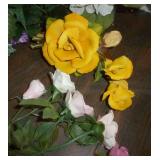 Glass angels, porcelain and ceramic flowers, flower wreath Glass angels, porcelain and ceramic flowers, flower wreath