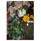 Glass angels, porcelain and ceramic flowers, flower wreath Glass angels, porcelain and ceramic flowers, flower wreath