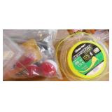 Lot of misc, fishing, string for weed whip, train clock, gloves and more Lot of misc, fishing, string for weed whip, train clock, gloves and more
