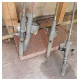 FOUR fishing rods and reels, FOUR fishing rods and reels,