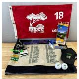 2008 U.S. Open Torrey Pines Golf Memorabilia Lot - Golf Balls, Lanyards, Flag, Towel *T