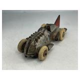 Hubley Cast Iron Fishtail Piston Toy Race Car - Silver