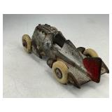 Hubley Cast Iron Fishtail Piston Toy Race Car - Silver