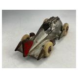 Hubley Cast Iron Fishtail Piston Toy Race Car - Silver