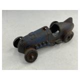 Hubley #5 Cast Iron Fishtail Toy Race Car - Blue