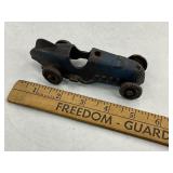 Hubley #5 Cast Iron Fishtail Toy Race Car - Blue