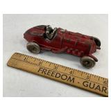 Hubley #7 Cast Iron Toy Race Car - Red