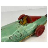 Buffalo Toys Tin Toy Race Car with Wood Wheels