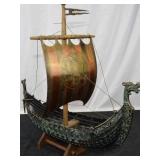 VINTAGE EDWARD AAGAARD IRON ART BRONZE VIKING SHIP