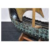 VINTAGE EDWARD AAGAARD IRON ART BRONZE VIKING SHIP