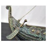 VINTAGE EDWARD AAGAARD IRON ART BRONZE VIKING SHIP