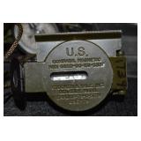 VINTAGE MILITARY COMPASSES AND MEDAL.