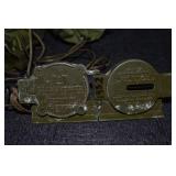 VINTAGE MILITARY COMPASSES AND MEDAL.