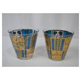 Vintage Georges Briard Lowball Glasses, 14K Gold Accents