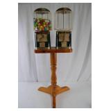 Vintage Dual Head Gumball Machine on a Stand