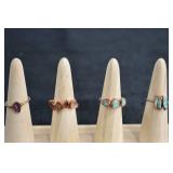 4 Copper And Stone Rings