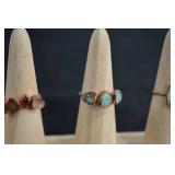 4 Copper And Stone Rings