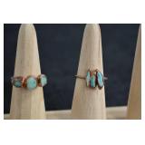 4 Copper And Stone Rings