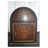 Antique Jacobean Leather And Walnut Tobacco Humidor Cabinet