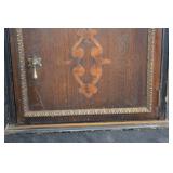 Antique Jacobean Leather And Walnut Tobacco Humidor Cabinet
