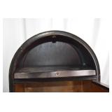 Antique Jacobean Leather And Walnut Tobacco Humidor Cabinet