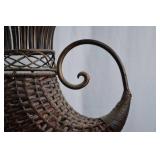 Vintage Intricatly Detailed Rattan Cornucopia