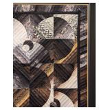Large Framed Drunkard Pattern Quilt