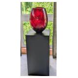 Gorgeous Kjell Engman Art Glass Dino Vase for Kosta Boda and Stand