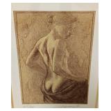 Pair of Framed Nude Silhouette Sketch Prints