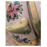 Vintage Ceramic Floral Wall Fountain