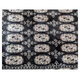 Dark Blue and White Bokhara Wool Accent Rug