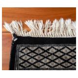 Dark Blue and White Bokhara Wool Accent Rug