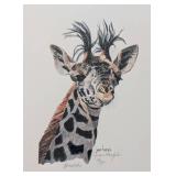 Small Framed Jean Haefele Giraffe Print