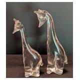 Pair of Art Glass Giraffe Figurines