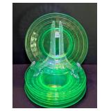 Block Pattern Uranium Glass Side Plates