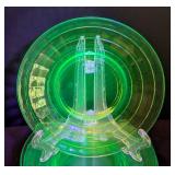 Block Pattern Uranium Glass Side Plates