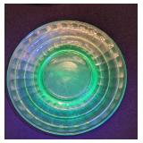 Block Pattern Uranium Glass Side Plates